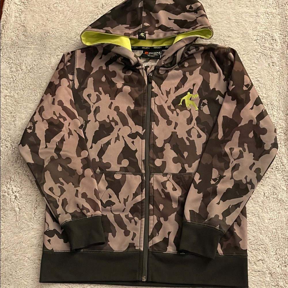 Andi boys Camo Jacket Hoodie - Brown and Tan SZ 10/12 L